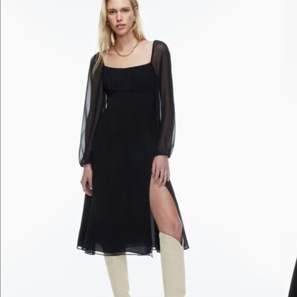 Aritzia Wilfred Bella Slit Dress in Black - Picture 1 of 6